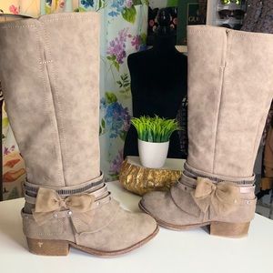 COPY - Little Girls Faux Leather Embellished Knee Boots